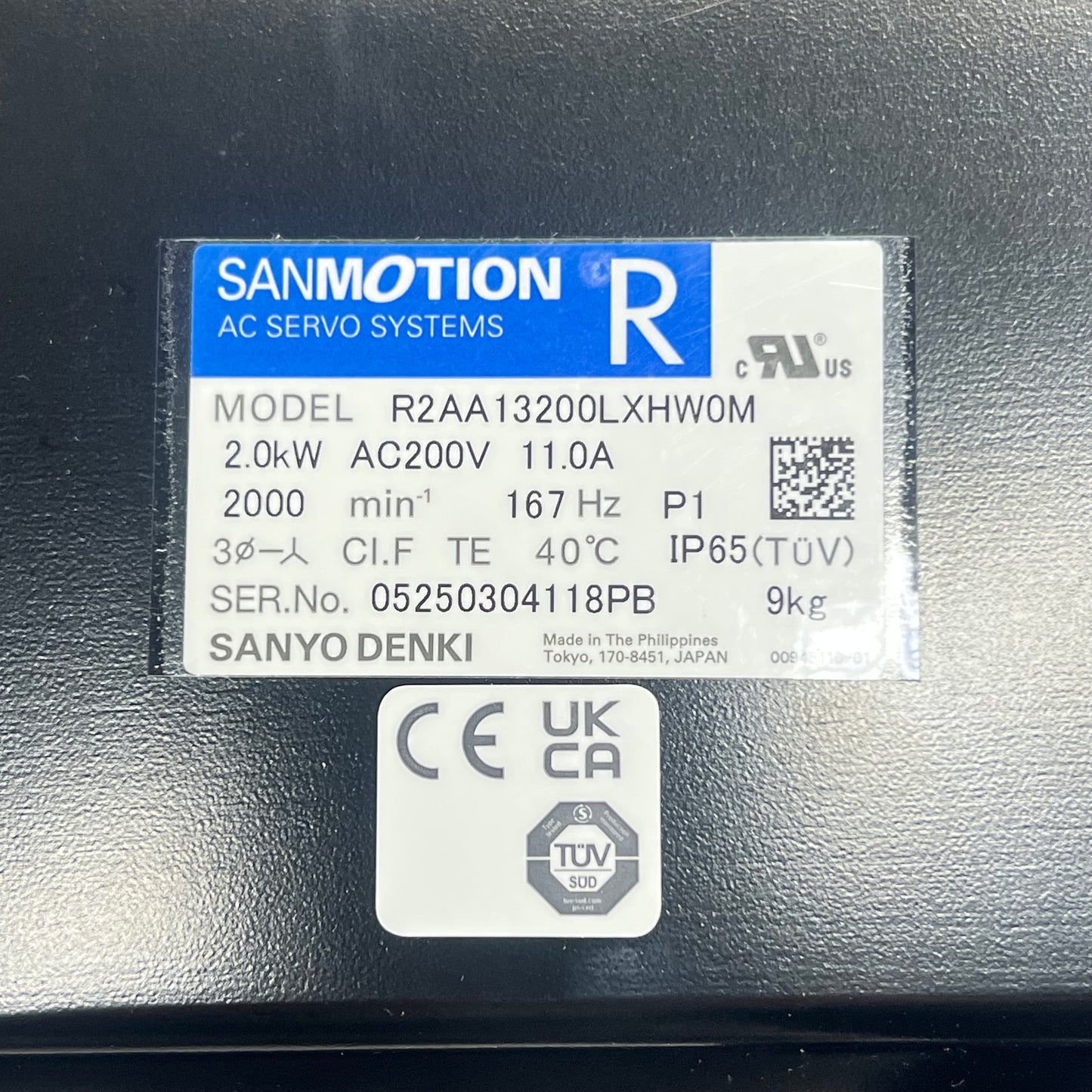 SANMOTION Ac Servo Motor W/ Cannon Plug 2.0 Rated Output Black R2AA13200LXHW0M