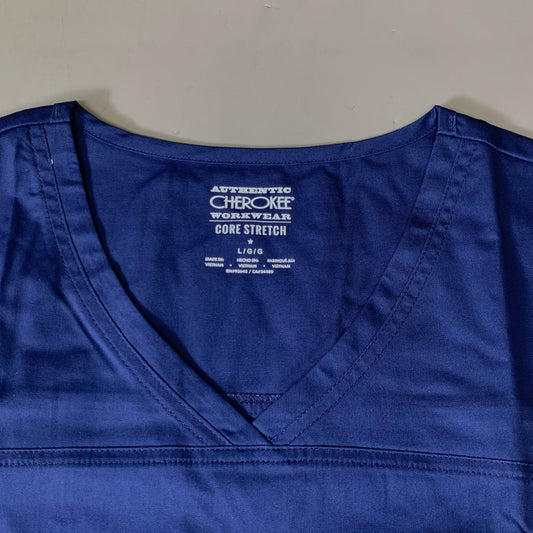 CHEROKEE Modern Classic Scrubs Top Core Stretch Women's SZ L Navy 4727