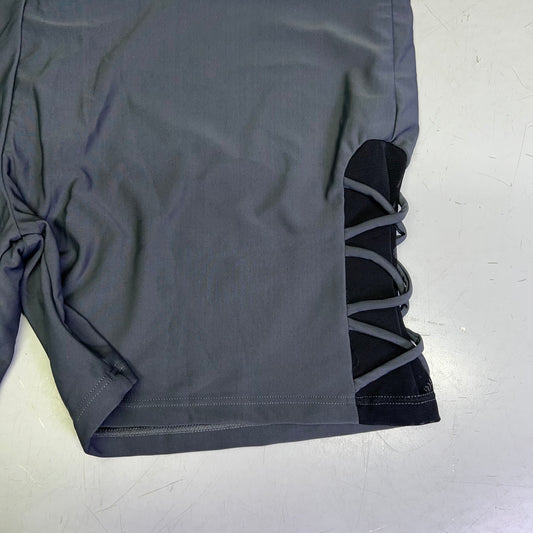 ATTRACO High Waist Swim Shorts Criss Cross Mesh Leg Women's Sz 2XL Grey/Black