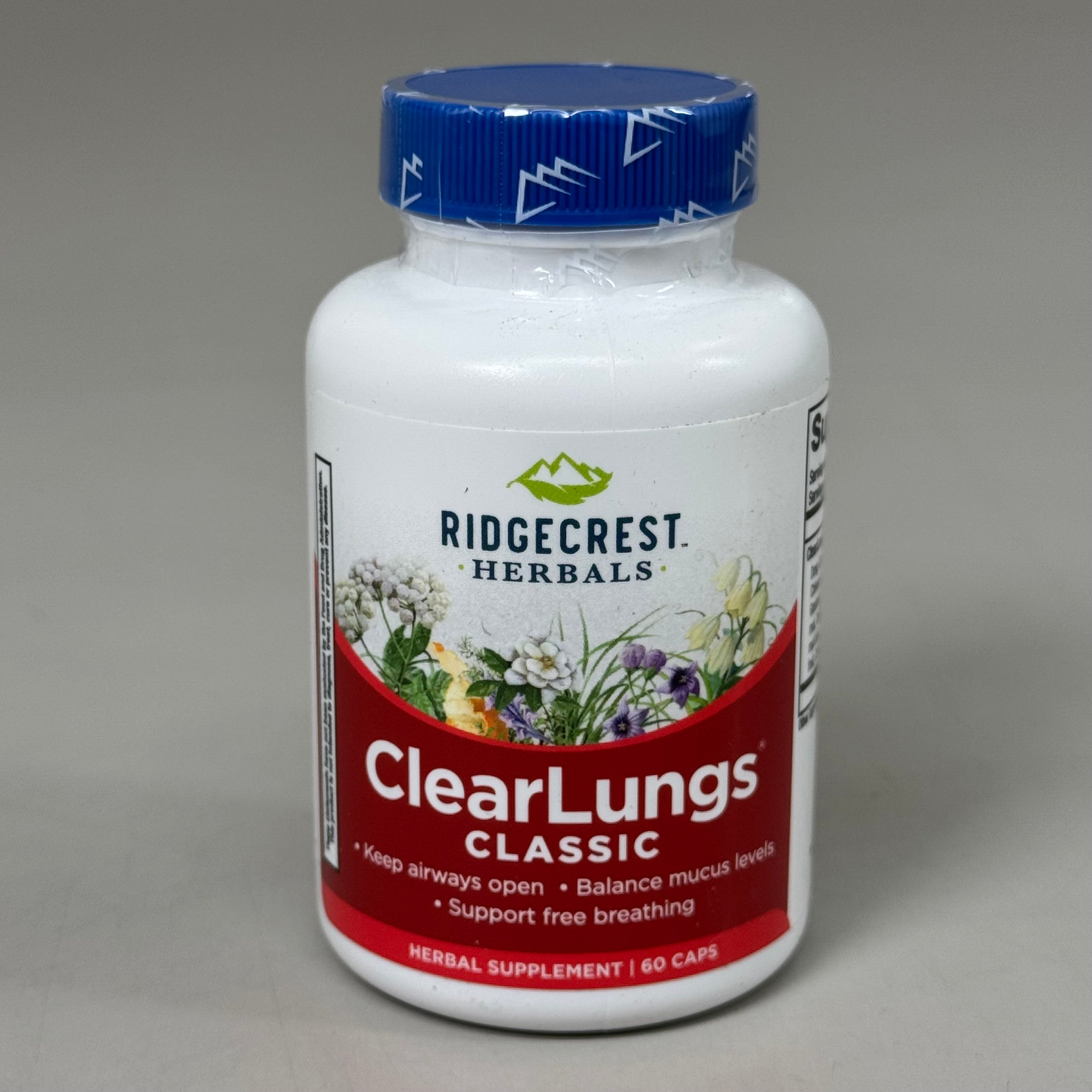 RIDGECREST HERBALS Clear Lungs Classic Breathing Support 500mg 60 Caps