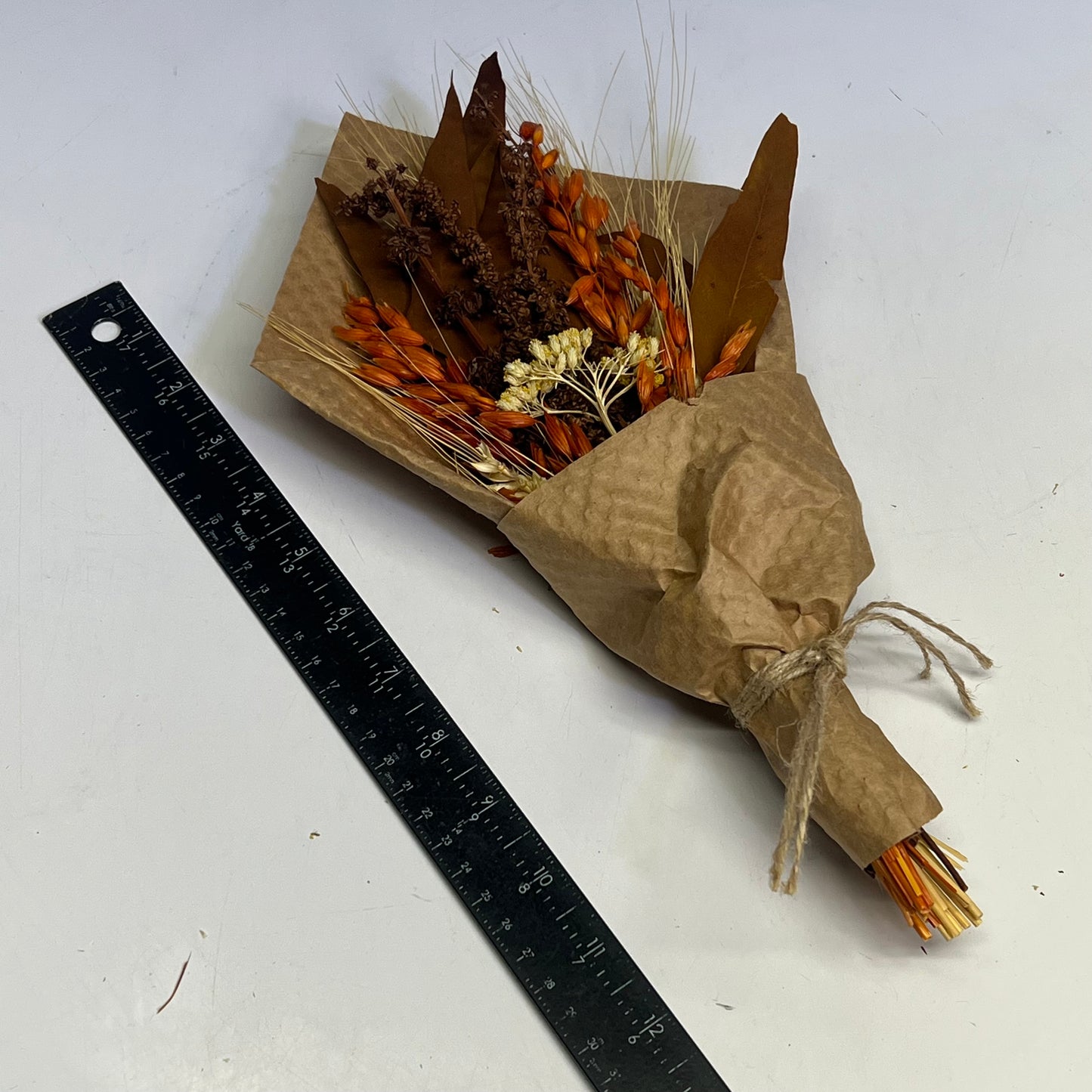 ZA@ ANDALUCA (2 PACK) Floral, Leaves & Wheat Dried Bouquet Medium 13" Orange, Brown & Yellow A