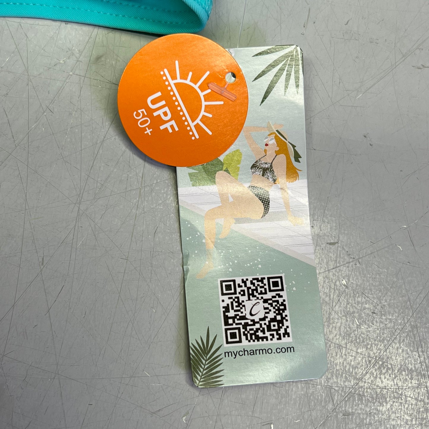 CHARMO High Waisted Swim Bottom Skirt W/ Built-in Briefs Women's Sz M Aqua Blue