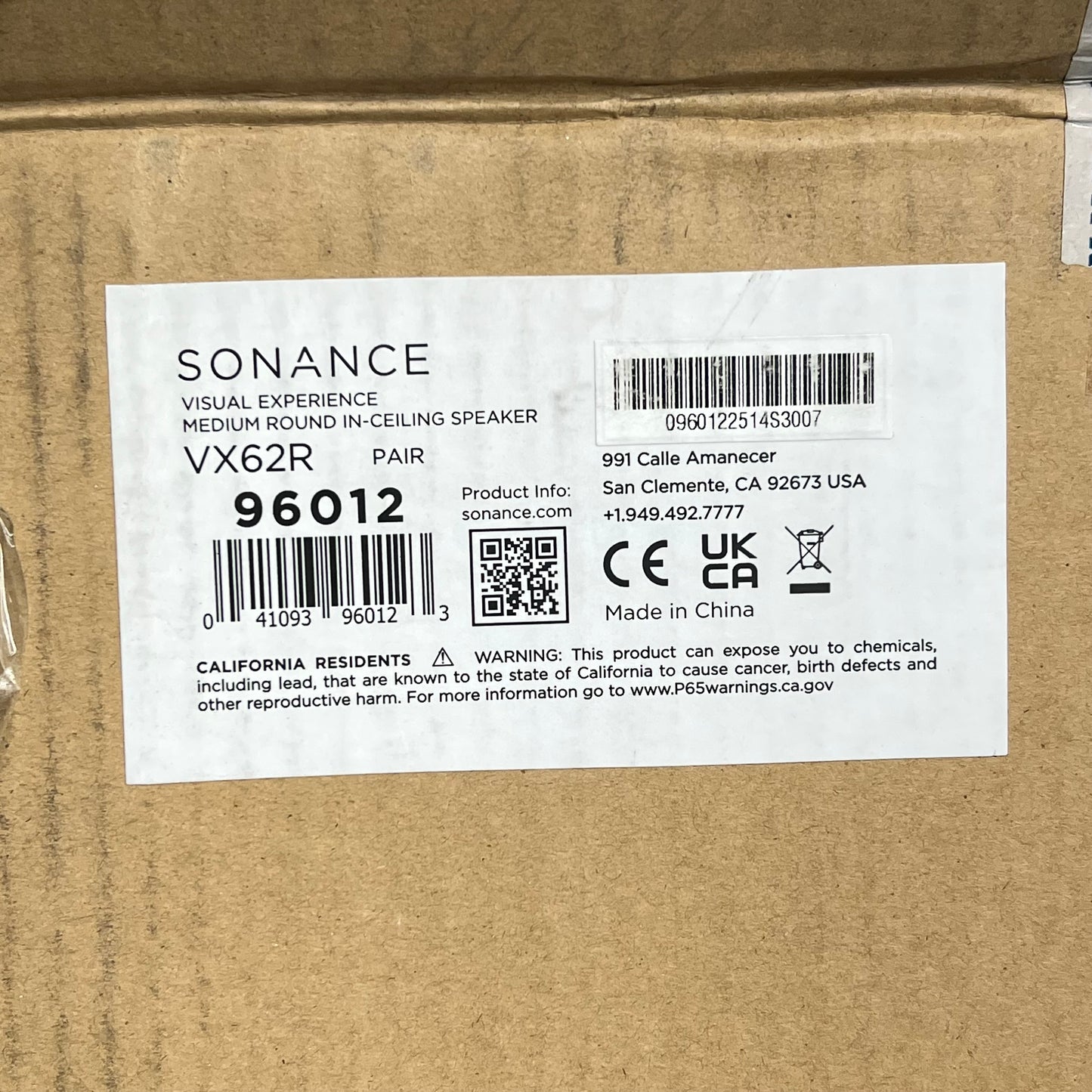 SONANCE (PAIR) 2-Way Ceiling Speakers Visual Experience 6-1/2" Black 96012
