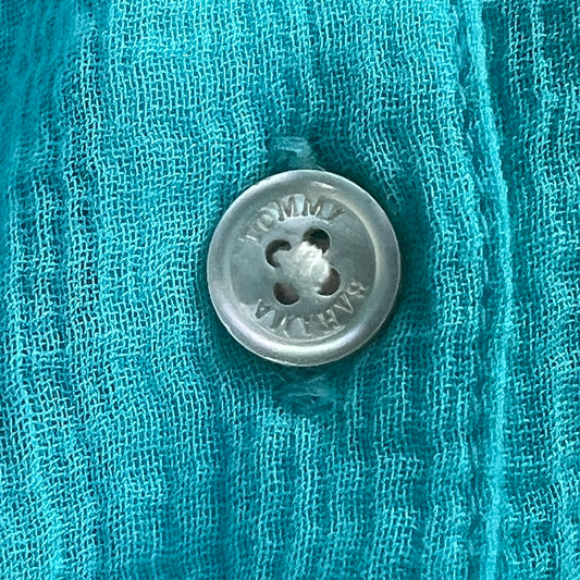 TOMMY BAHAMA Women's Lana Bay Gauze Top 3/4 Sleeve Blue Radiance Size M (New)