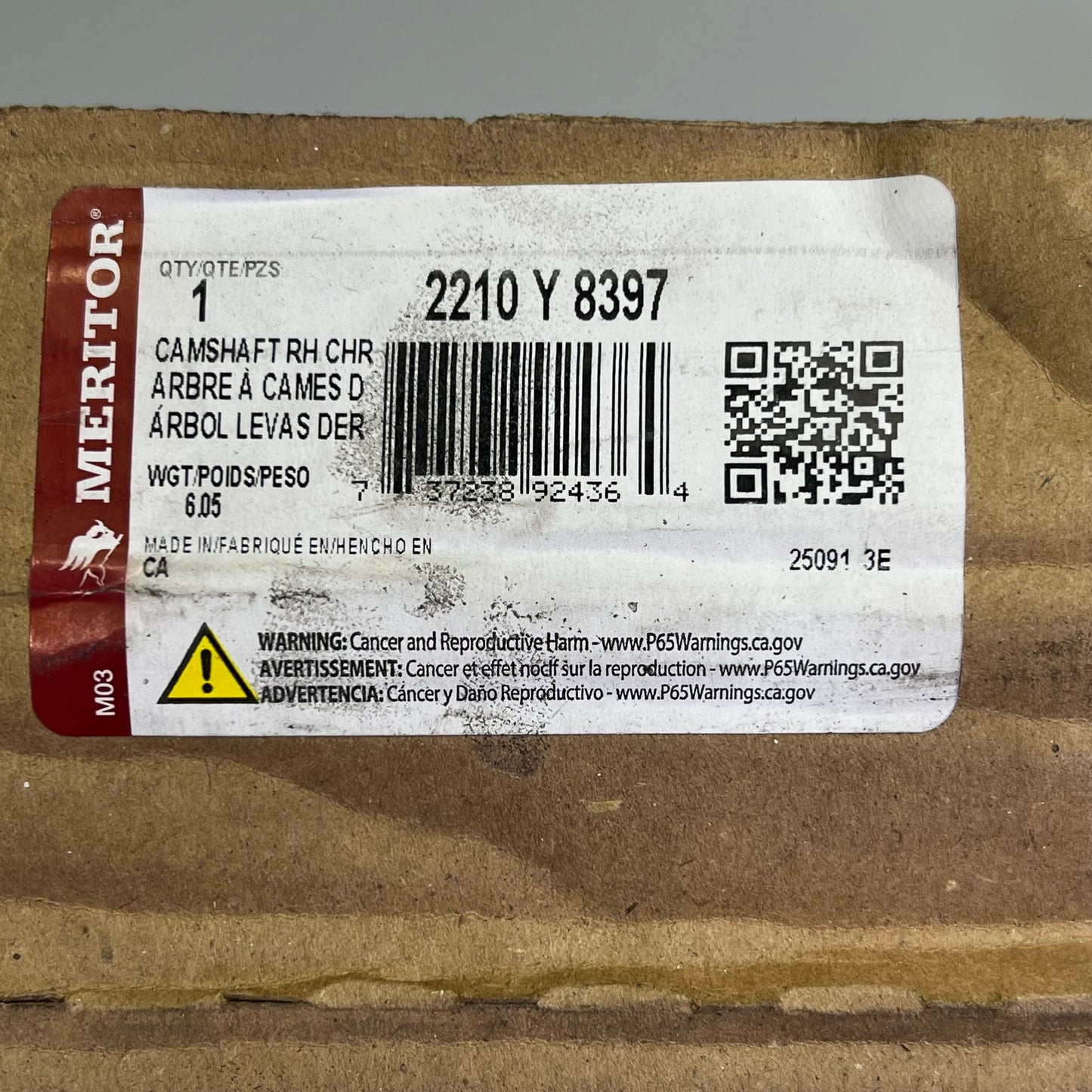 MERITOR GENUINE Gillig Brake Camshaft RH For Bus Silver 2210Y8397