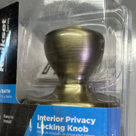 ZA@ KWIKSET Interior Privacy Knob Tylo Bed & Bath Knob Antique Brass 93001-869