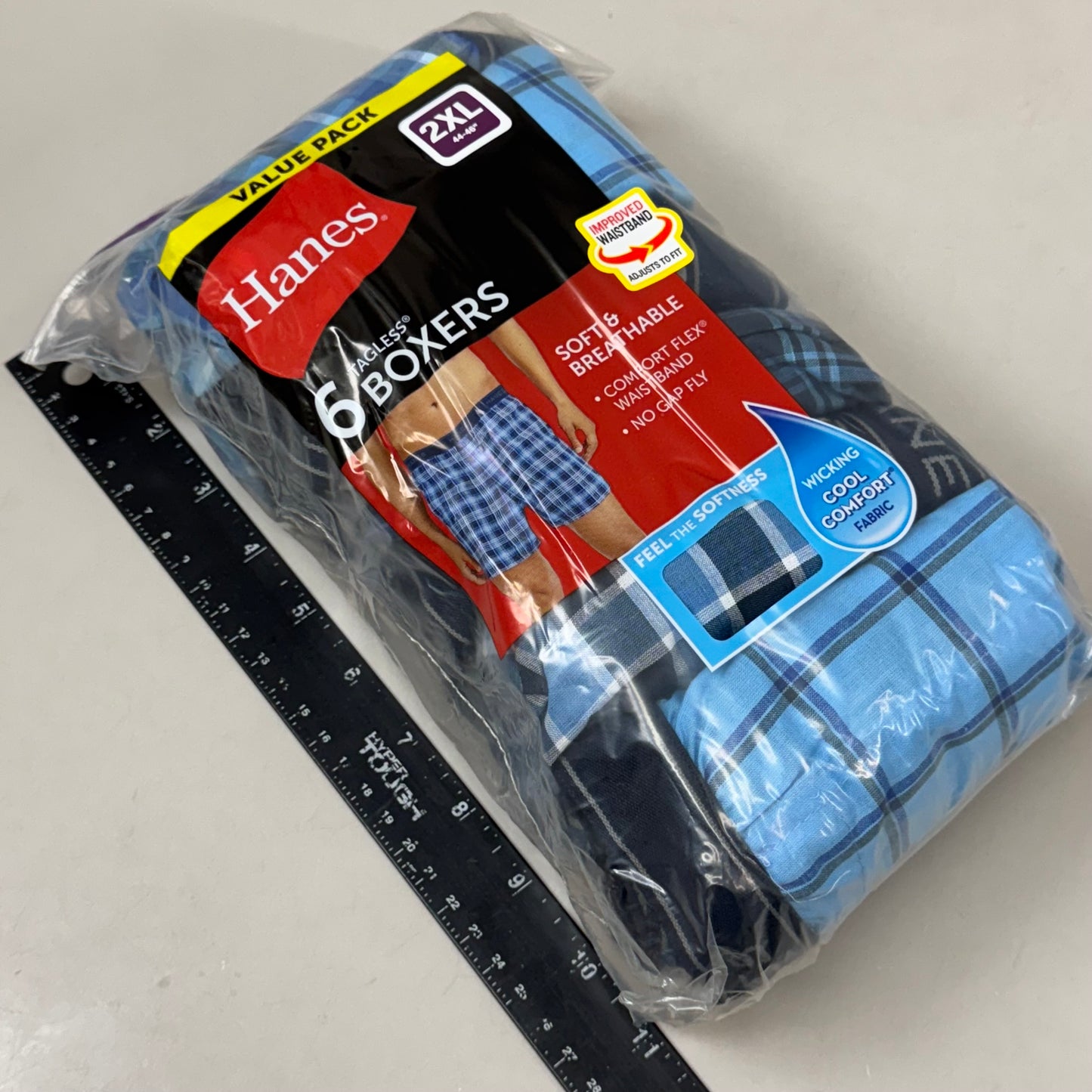 HANES (6 PACK!) Men's Cool Comfort Boxer Briefs Sz 2XL 44-46" Blue/Navy Blue RN15763