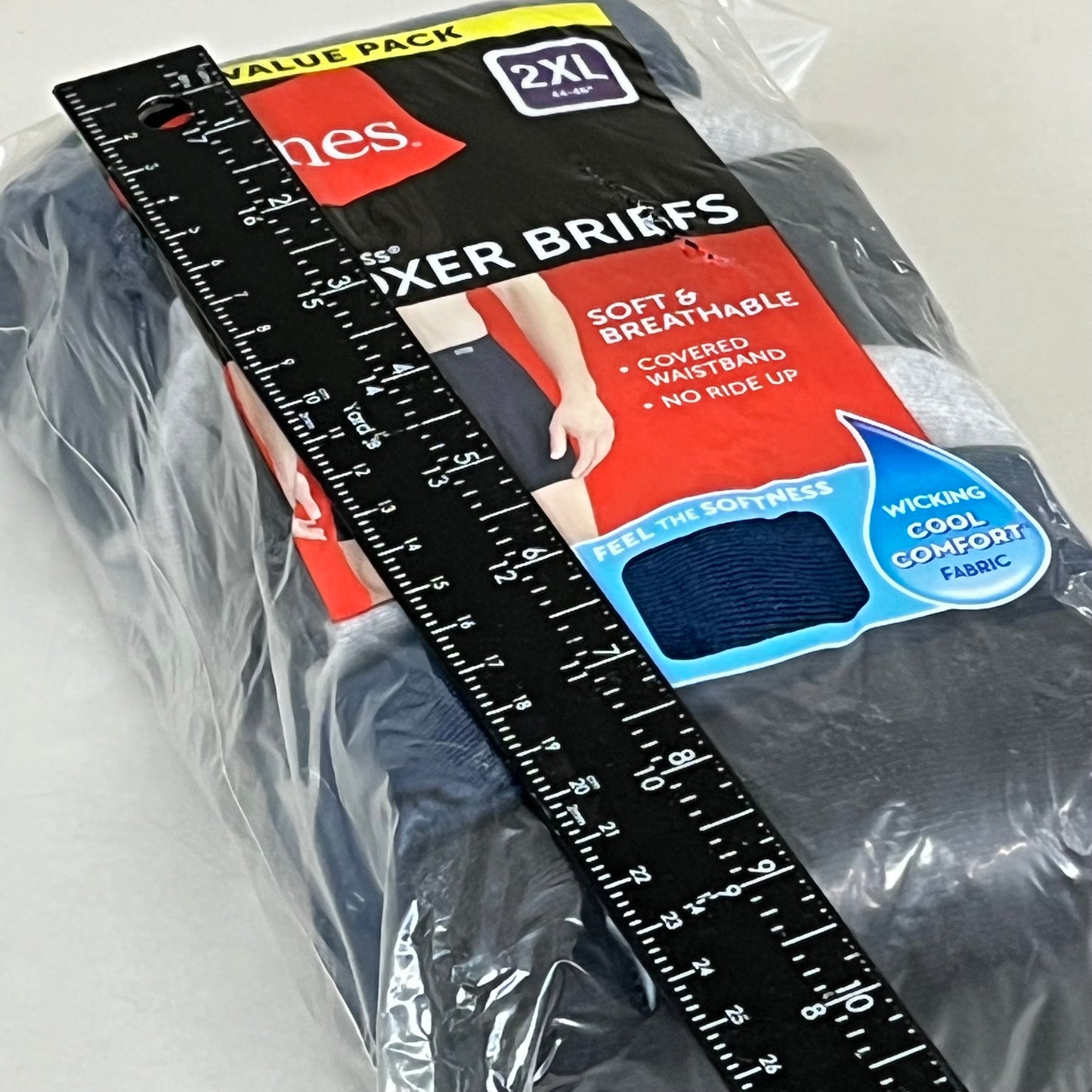 HANES (6 PACK!) Men's Boxer Briefs Sz 2XL 44-46" Black/Blue/Grey 7460P6