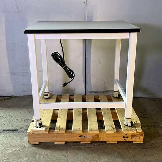 BENCH-TEK Table W/Power & Wheels Sz 36"L x 30"W x 34"H, White