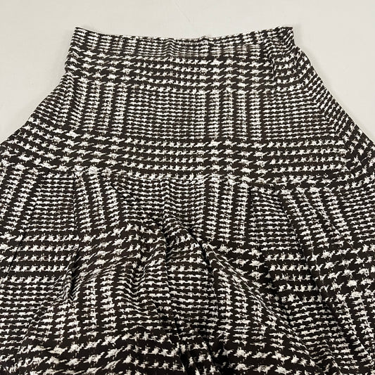 NORMA KAMALI High Waist Pleat Pant Women's Sz XL/38 Chocolate Glenn Plaid Tweed