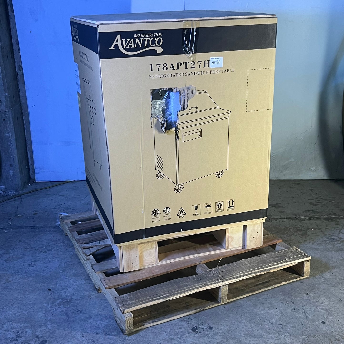 ZA@ AVANTCO 27" 1 Door Refrigerated Sandwich Prep Table 178APT27HC (New Other, Minor Damage)