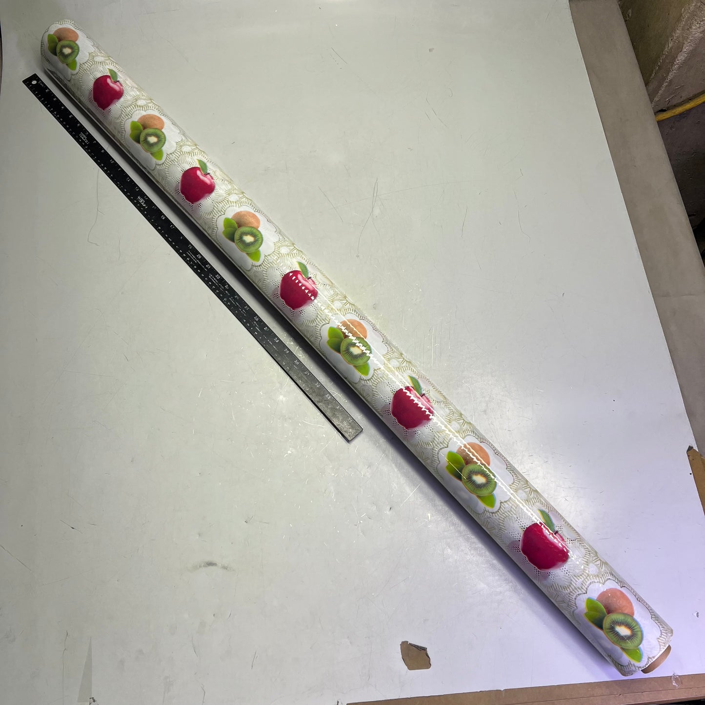 Faux Lace & Fruit Durable PVC Glossy Dinning Table Cloth 54"x60' Multicolor