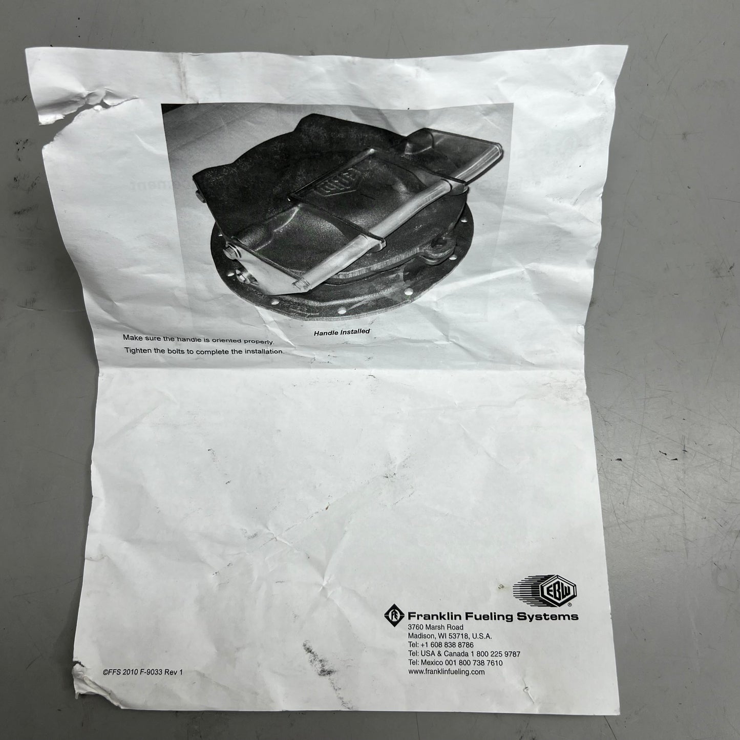 FRANKLIN FUELING SYSTEMS Below Grade Base Covers Lid Handle Replacement