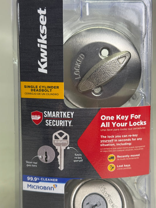 KWIKSET Single Cylinder Deadbolt w/ Smartkey Antique Brass Finish 96600-750