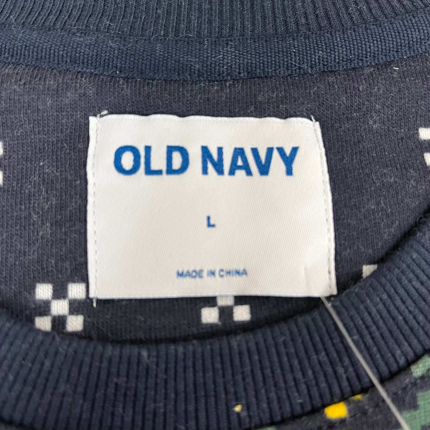 OLD NAVY Men's Christmas Holiday Buddy the Elf Crewneck Sweatshirt Sz L Navy/Green 572579-00-1
