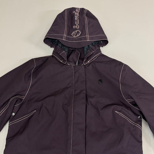 SAMSHIELD Delfina Equestrian Winter Coat Water Resistant Pink Stitching Women's Sz S Aubergine