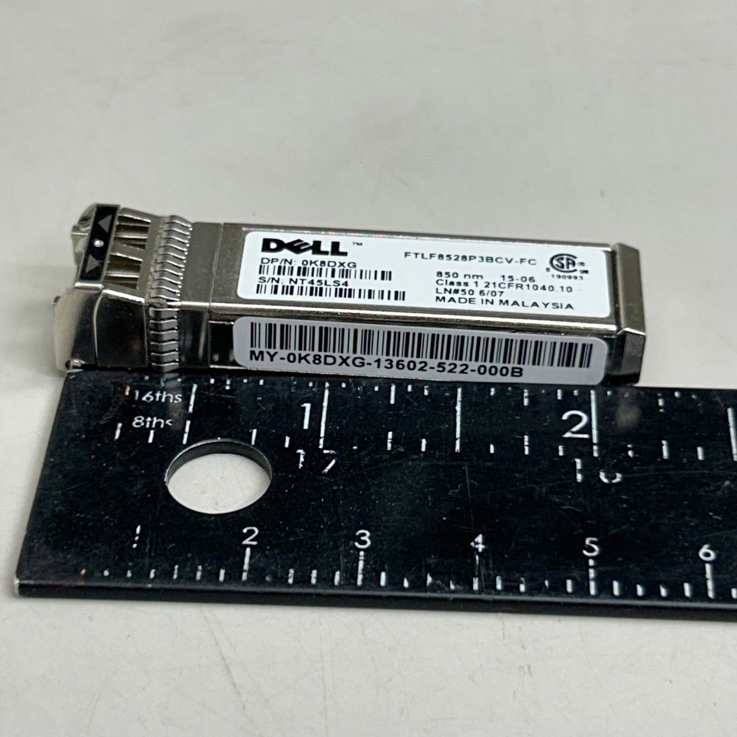 DELL Networking Transceiver 850 NM Wavelength 8Gbe FTLF8528P3BCV-FC