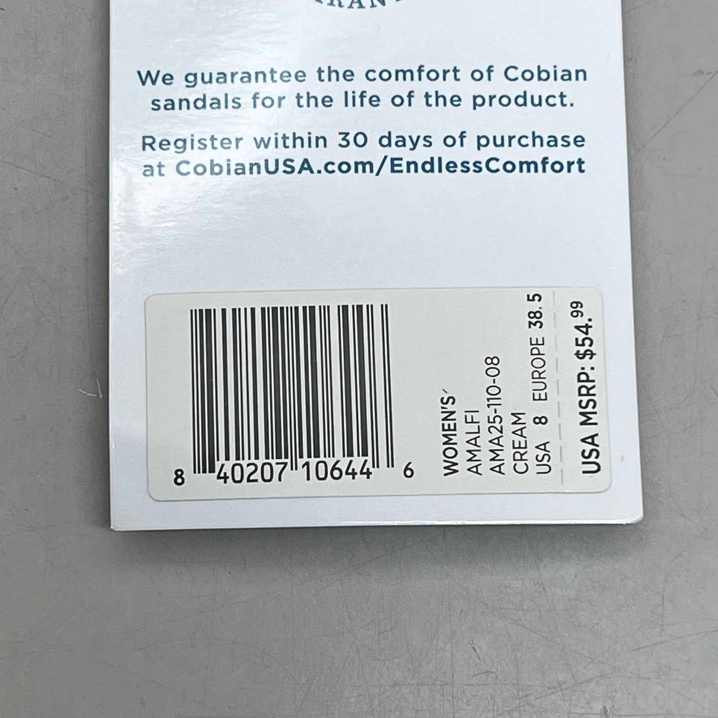 COBIAN Amalfi Synthetic Leather W/ Microfiber Lining Sandals Women's Sz 8, 38.5 EU Cream AMA25-110-8