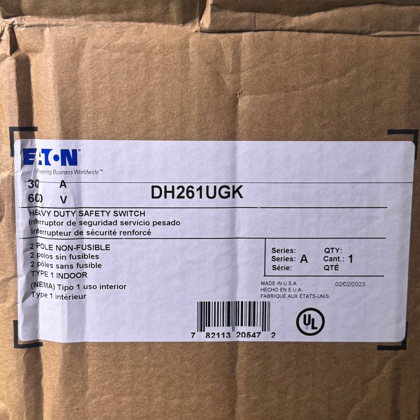 EATON Heavy Duty Safety Switch Sz 48" x 34", Grey DH261UGK