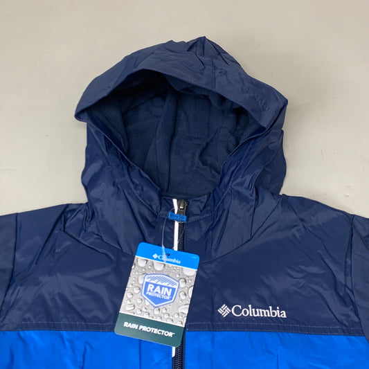 COLUMBIA Rain-Zilla Fleece Lined Jacket Youth Sz S Bright Indigo/Navy RB3418-433