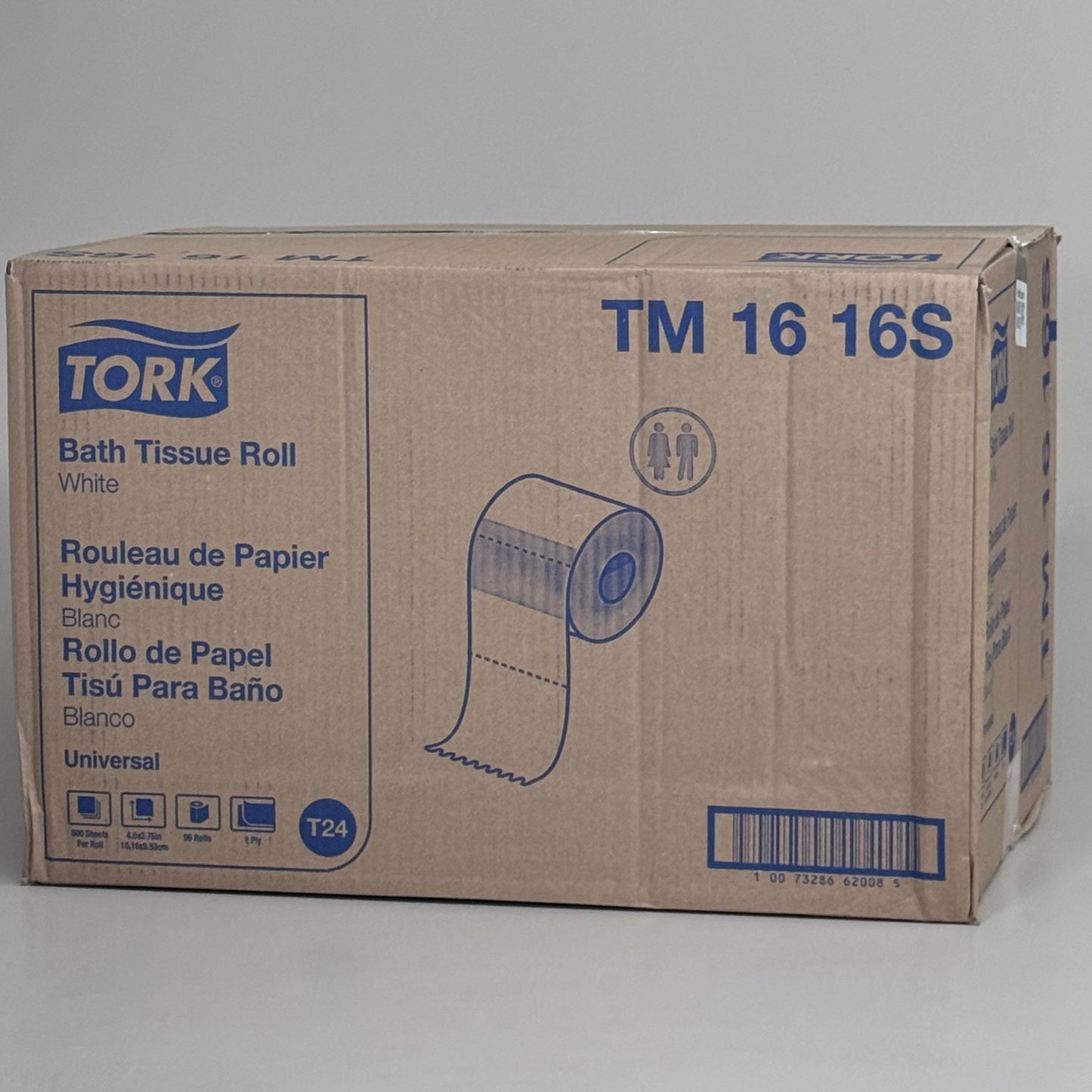 ZA@ TORK (96 ROLLS) Absorbent Bath Tissue Roll 2-Ply White 500 Sheets Per Roll TM1616S (New Other, Distressed Box)