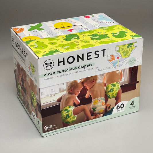 HONEST Infant Diapers Size 4 (22-37 lbs) Spread Your Wings, Ur Ribbiting (60 Diapers) Busy Babe