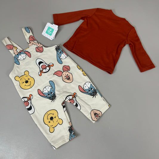 DISNEY BABY Long-Sleeve Overalls Set Baby Sz 6-12 Month Orange/Cream 508200-00-1