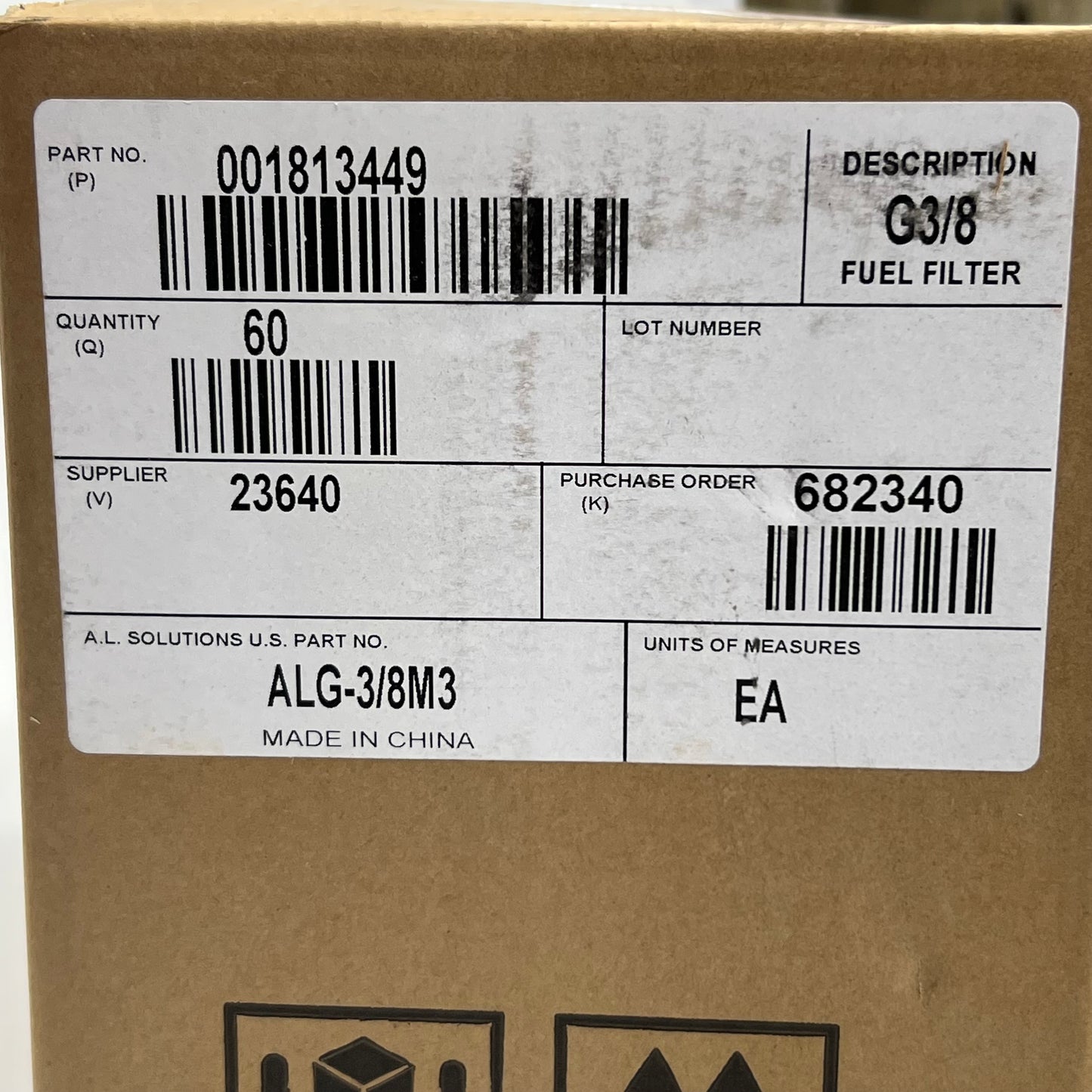 A.L. SOLUTIONS (60 PACK) Fuel Filter Sz 4"L Steel G3/8