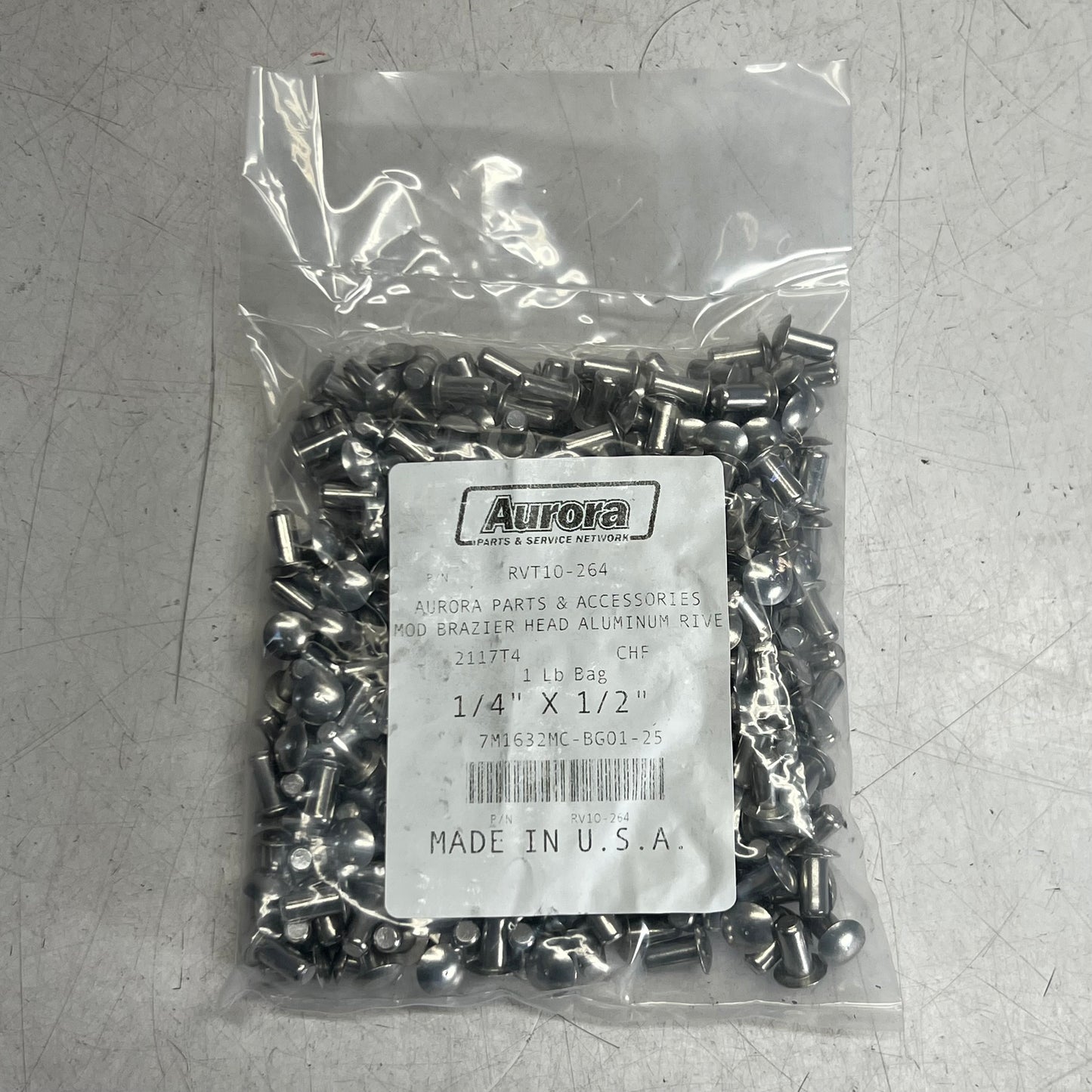 AURORA (264 Each) Mod Brazier Head Aluminum Rivet Sz 1/4" x 1/2", Grey RVT10-264