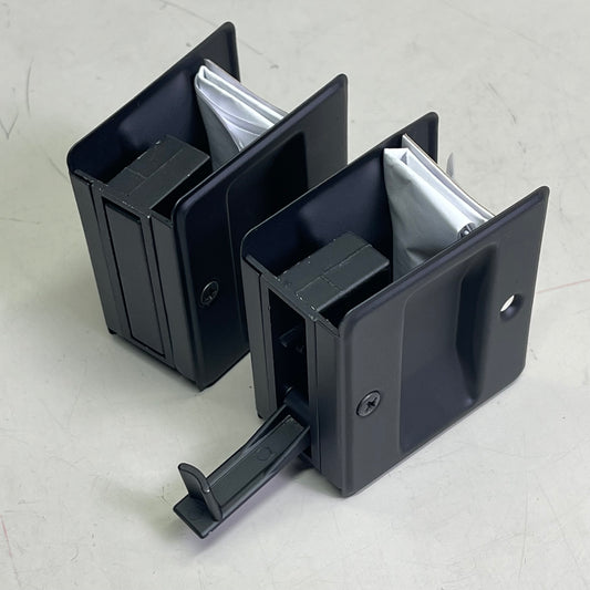 ORCA HARDWARE (2-PACK) Pocket Door Passage Lock Rectangular Black TH-SQPK-S-BL