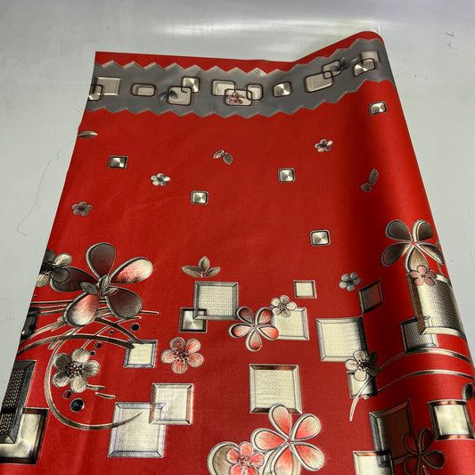 Home Décor Shimmery Floral & Shapes Dinning Table Cloth 54"x60' Red/Brown/Tan
