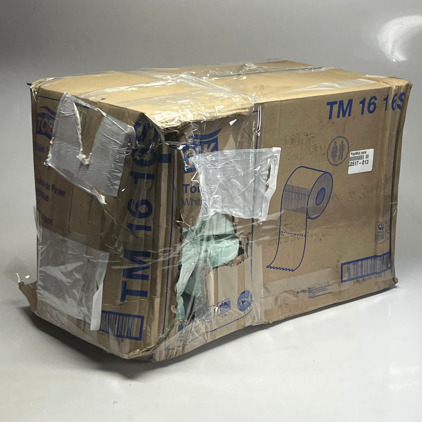 ZA@ TORK (96 ROLLS) Absorbent Bath Tissue Roll 2-Ply White 500 Sheets Per Roll TM1616S Damaged Box E