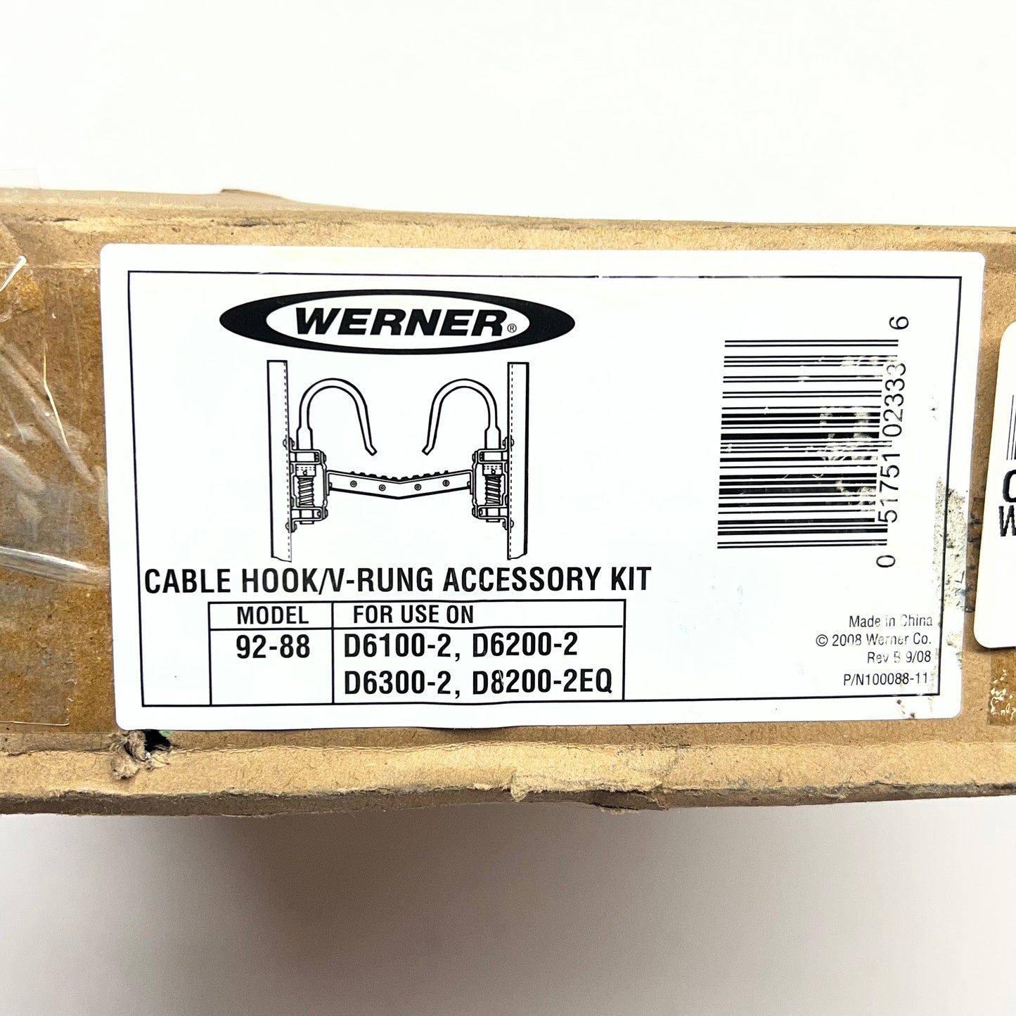 WERNER Cable Hook/v-rung Accessory Kit W/ Rubber Pad & Mounting Hardware 92-88