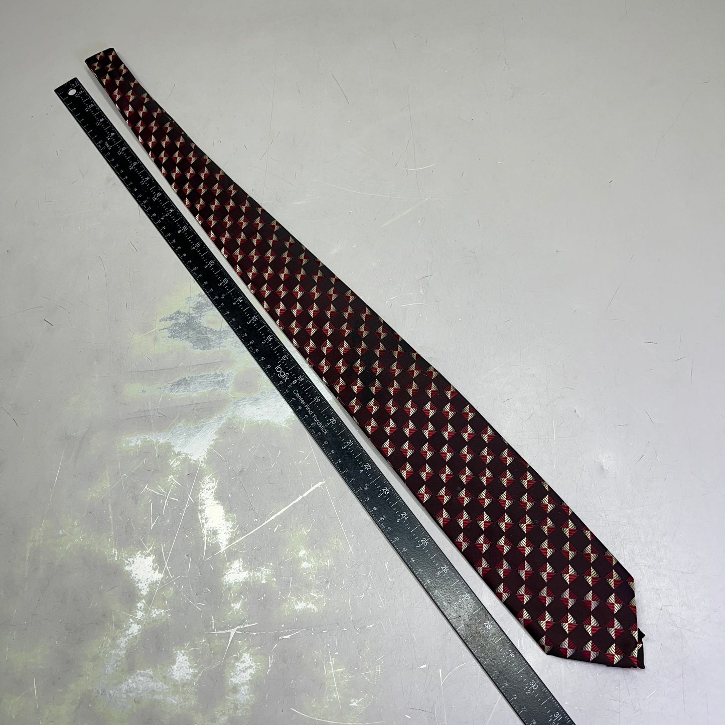 ALEXANDER JULIAN COLOURS Square Pattern Made Tie 64" Maroon/Red/Yellow