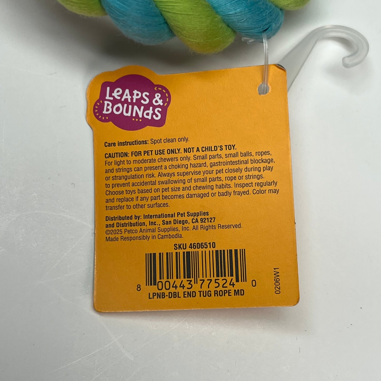 LEAPS & BOUNDS (2 PACK) Double-ended Handle Rope Tug Dog Toy Orange/Blue