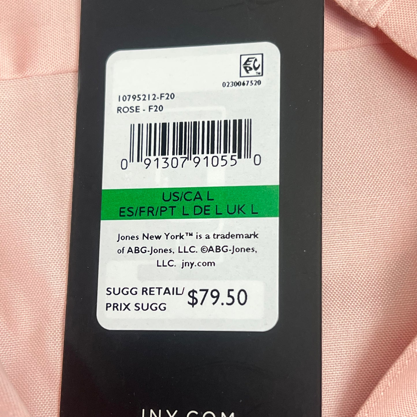 JONES New York Easy Care Professional Button Up Collared Shirt Women's Sz L Rose