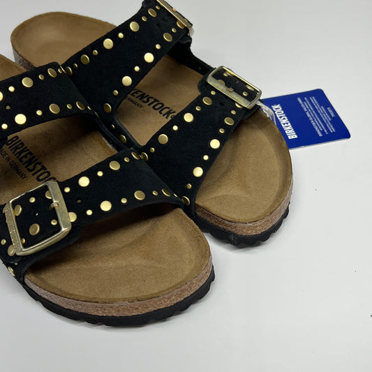 BIRKENSTOCK Arizona Rivets Suede Leather Cork-Latex Uk Sz 39 Black 103034B
