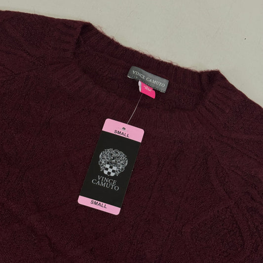 VINCE CAMUTO Cable Knit Sweater Women's Sz-S Wine SC2895