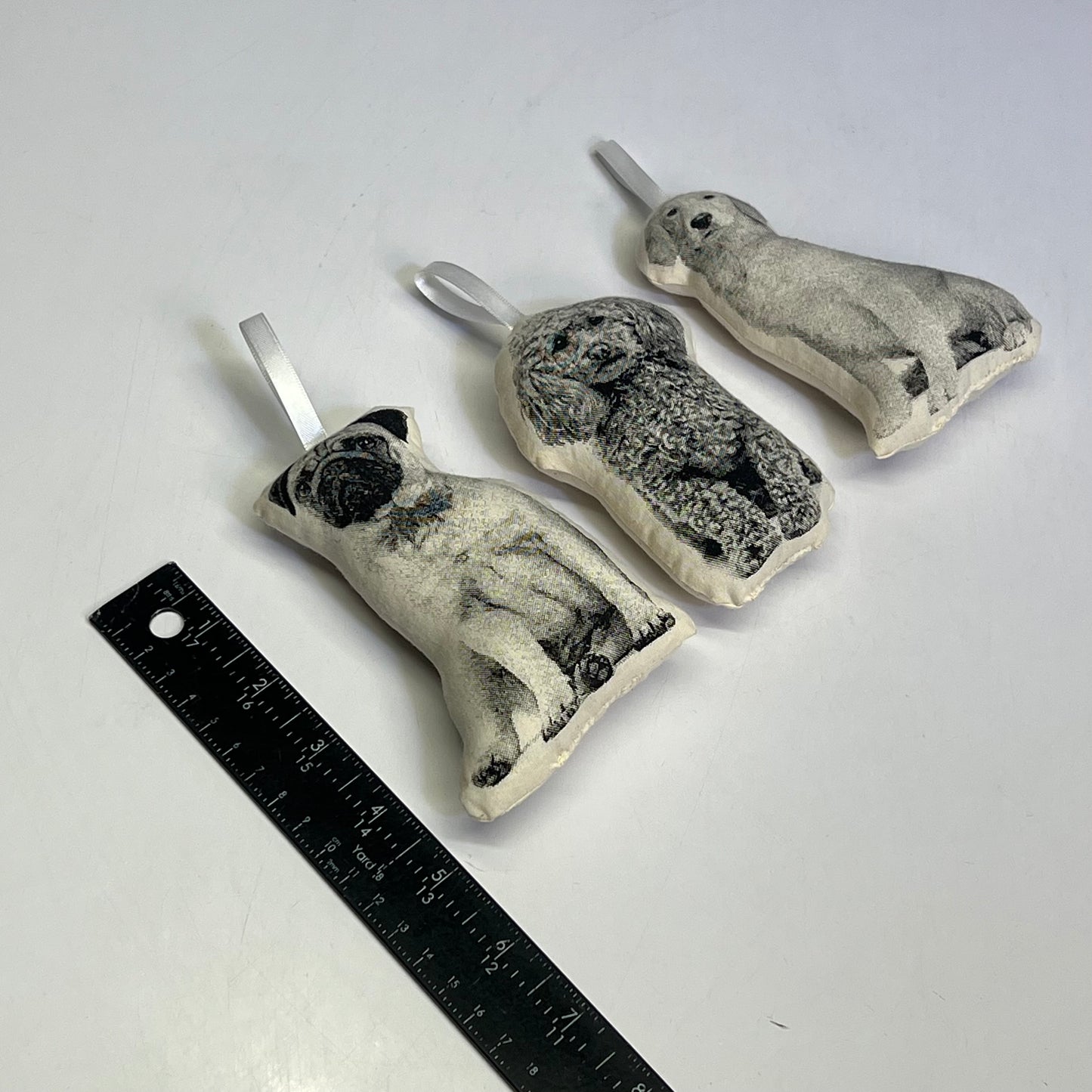 BRODERPRESS (3 PACK) Hand Silkscreened Dog Ornaments 3.5"x5" Black & White