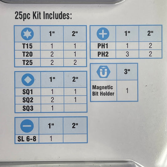 SPYDER Mach-Blue Driver Bit Kit 25 Piece Metallic Blue 19029