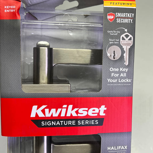 KWIKSET Contemporary Halifax Square Lever Keyed Entry Satin Nickel 97402-812