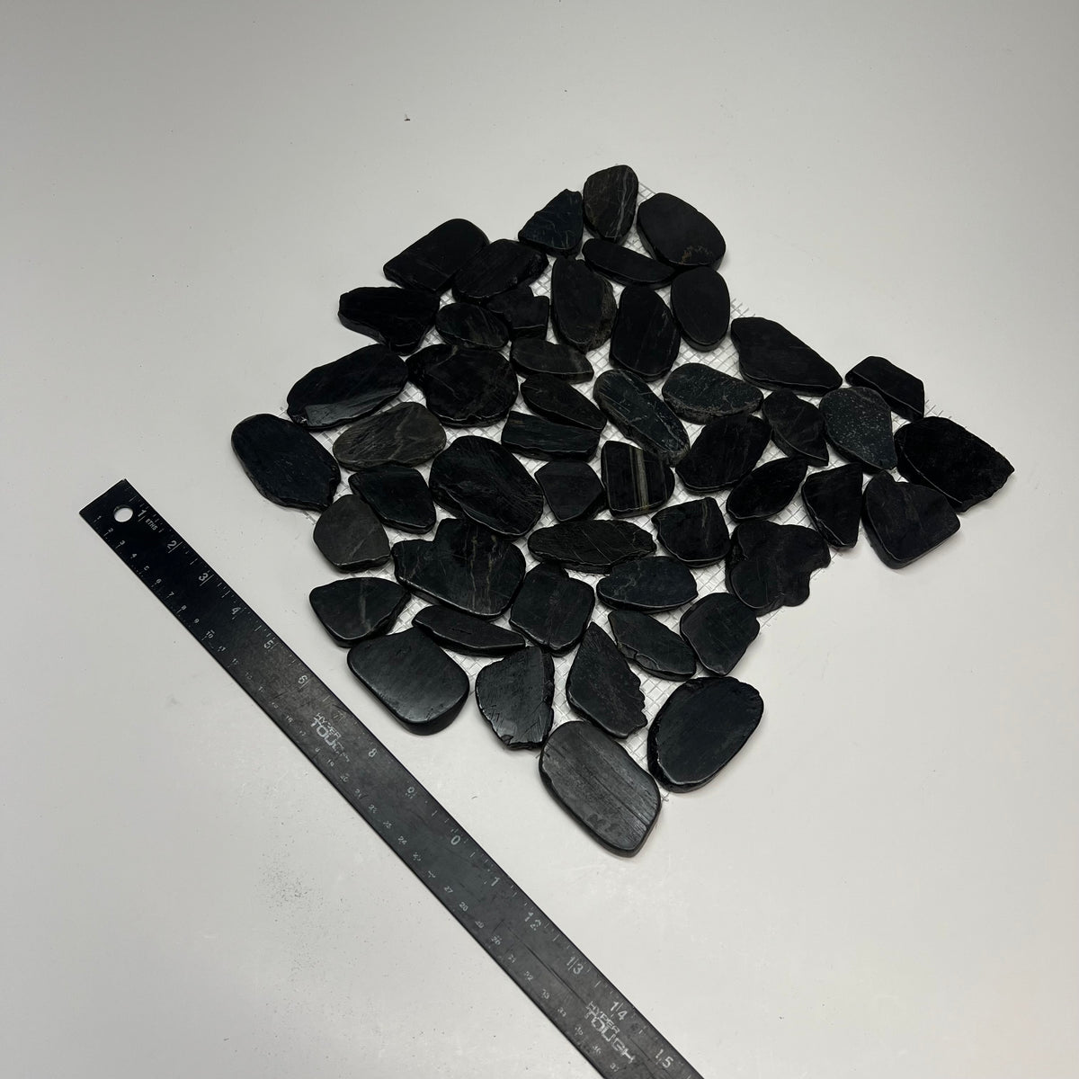 ZA@ (5 PACK) Sliced Pebble Mosaic Tile 12"x12" Black