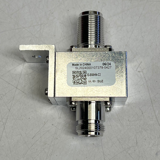 POLY PHASER Bulkhead Coaxial Rf Surge Protector 125MHz 1GHz DC Block IS-B50HN-C2