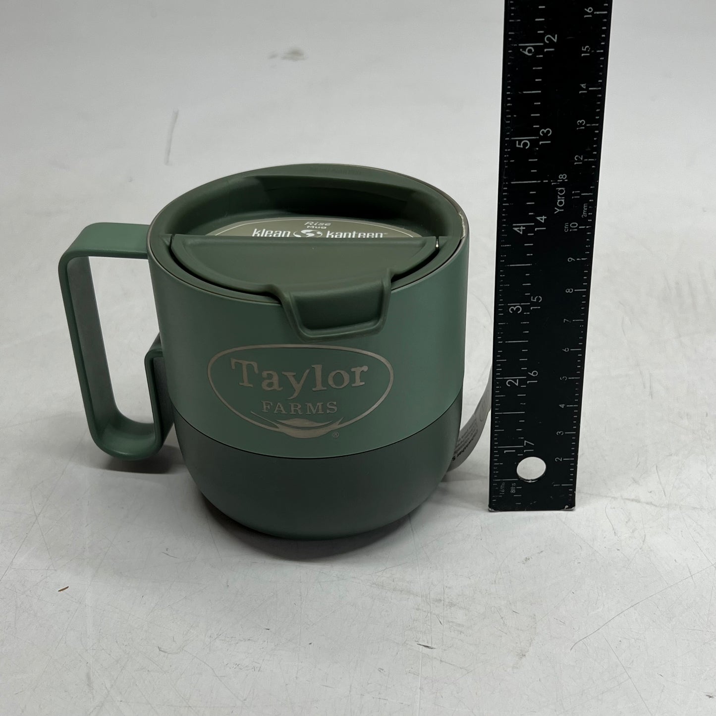 ZA@ KLEAN KANTEEN Rise Mug W/ Flip Lid W/ Taylor Farms Company Logo 14 Oz Sea |Spray 1010194