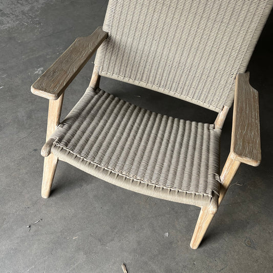 ZA@ SUNSET WEST Coastal Teak Cushionless Highback Chair 25W x 29.5D x 40H Tan/Washed Grey SW5502-21HB (Damaged)