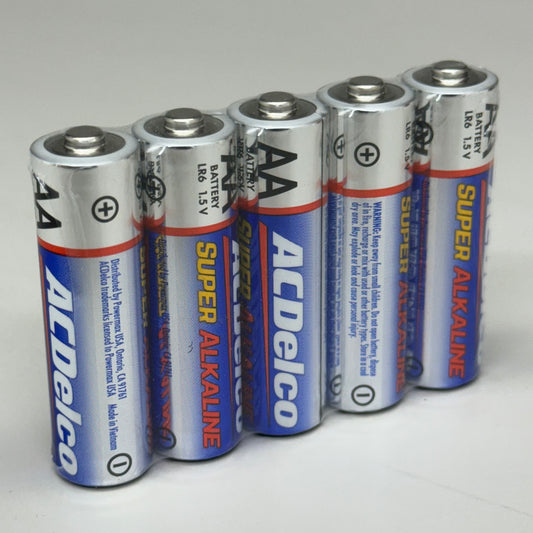 ACDELCO (5 PACK, 5 BATTERIES EACH) Alkaline Batteries AA 2”Lx1/2”W Gray/Blue