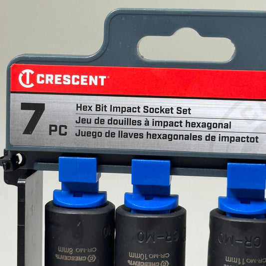 CRESCENT (7 pc) Assorted Sizes X 1/2 in. Metric 6 Point Hex Bit Socket Set CIMBS12