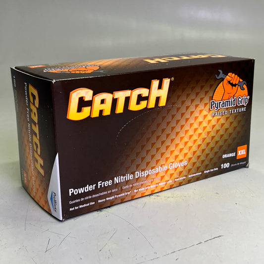ADENNA (2 PACK) Catch Powder Free Nitrile Disposable Gloves Orange CAT459 Sz XXL