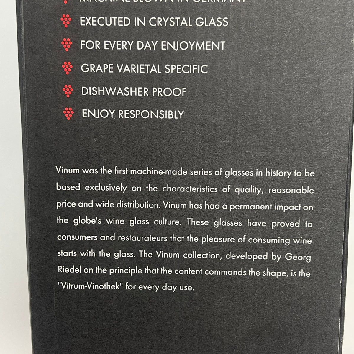 RIEDEL (SET OF 2) Vinum Pinot Noir Crystal Glass Stemmed Wine Glasses 8.2" H