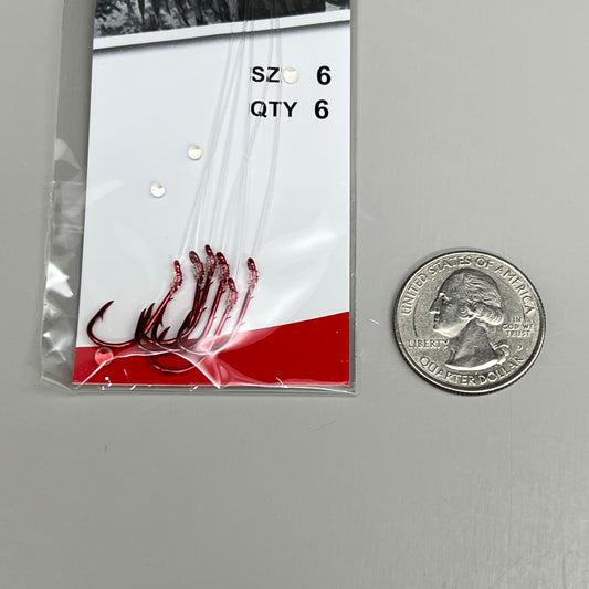 EAGLE CLAW(3 PACK) Medium Wire Baitholder Snell Worms & Chunk Red #6 6pc 391GE-6